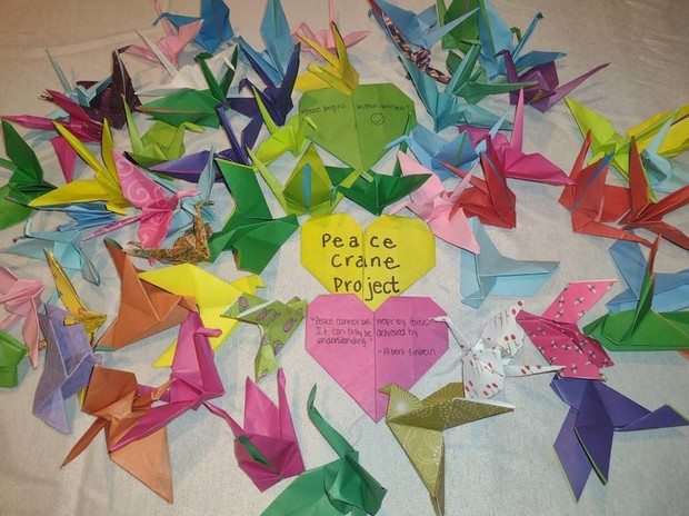 origami with messages of peace