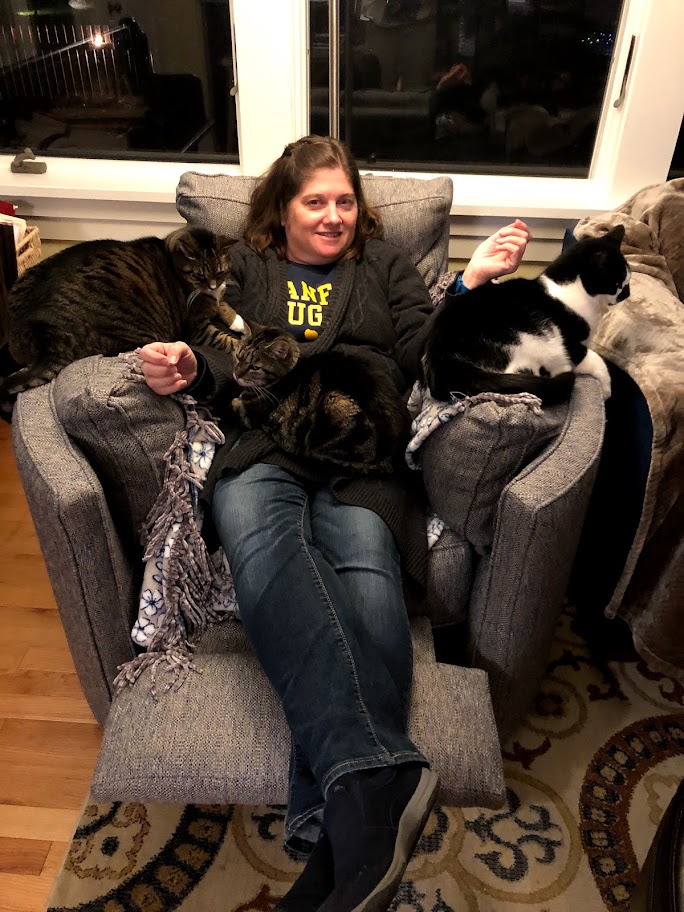 Santomauro and her cats!